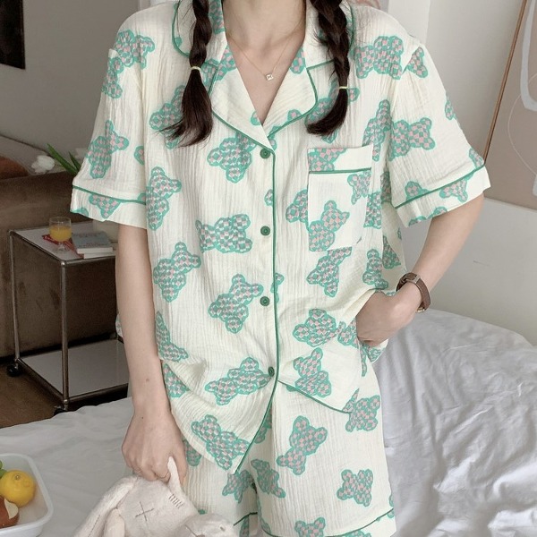 [순면, 유니크] 르코코 곰돌이 여름 잠옷 세트 파자마 홈웨어 파자마파티 요루면